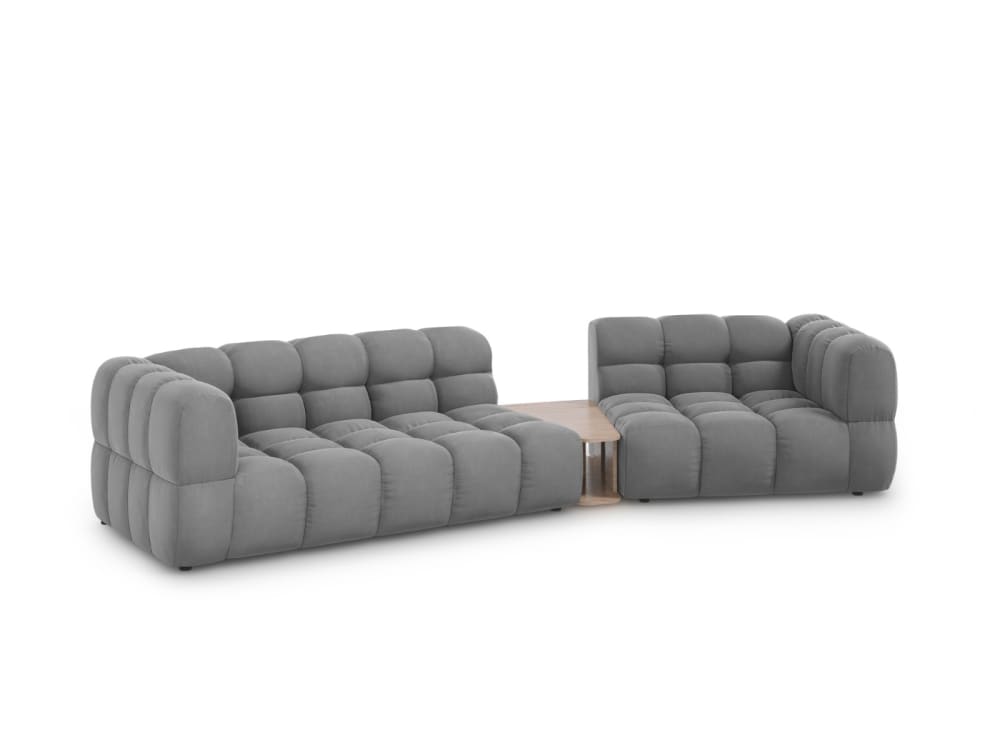 3-Sitzer modulares Sofa rechts aus Samt hellgrau 353x75x148cm Samt Grau Cosmopolitan Design Sofas und Sessel Sofas Modulare Sofas