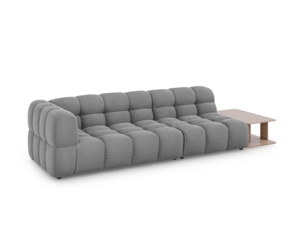 4-Sitzer modulares Sofa rechts aus Samt hellgrau 297x75x102cm Samt Grau Cosmopolitan Design Sofas und Sessel Sofas 2-Sitzer-Sofas & 3-Sitzer-Sofas