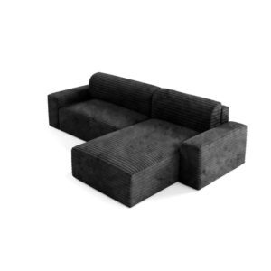 wohnli-moebel-suche-M26045271-1 Ecksofa mit Schlaffunktion Schwarz 185x70x300cm Holz Schwarz Furnisell Sofas und Sessel Sofas Ecksofas