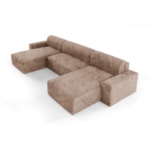 Wohnlandshaft mit Schlaffunktion Beige 185x70x300cm Holz Beige Furnisell Sofas und Sessel Sofas Wohnlandschaften