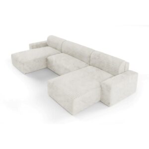 Wohnlandshaft mit Schlaffunktion Weiß 185x70x300cm Holz Weiß Furnisell Sofas und Sessel Sofas Wohnlandschaften