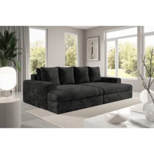 Schlafsofa Premium Extra Komfort Schwarz 167x42x272cm Holz Schwarz Furnisell Sofas und Sessel Sofas Schlafsofas
