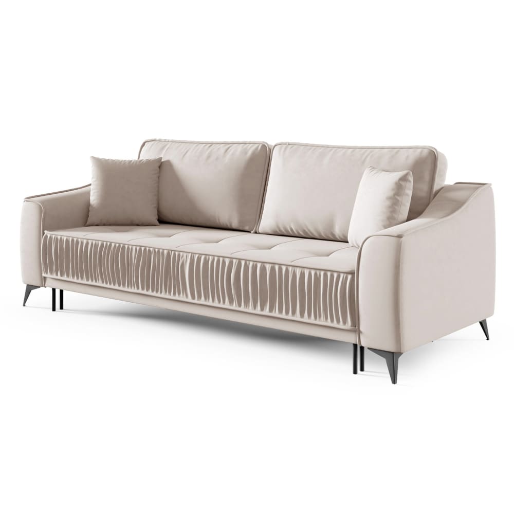 wohnli-moebel-suche-M26045446 Wohnli Möbelsuche - 3-Sitzer Schlafsofa in Samt mit schwarzen Beinen