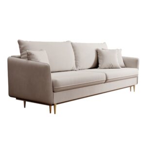 wohnli-moebel-suche-M26046188 Wohnli Möbelsuche - 3-Sitzer Schlafsofa in Samt mit goldenen Beinen