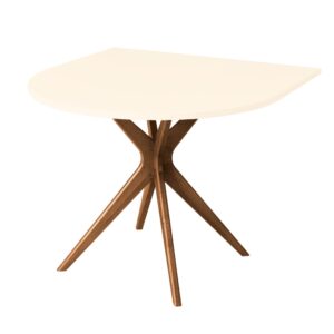 wohnli-moebel-suche-M26046425 Wohnli Möbelsuche - Halbovaler Tisch 80x80 3 Personen MDF perlweiß | Esche Eiche gebeizt