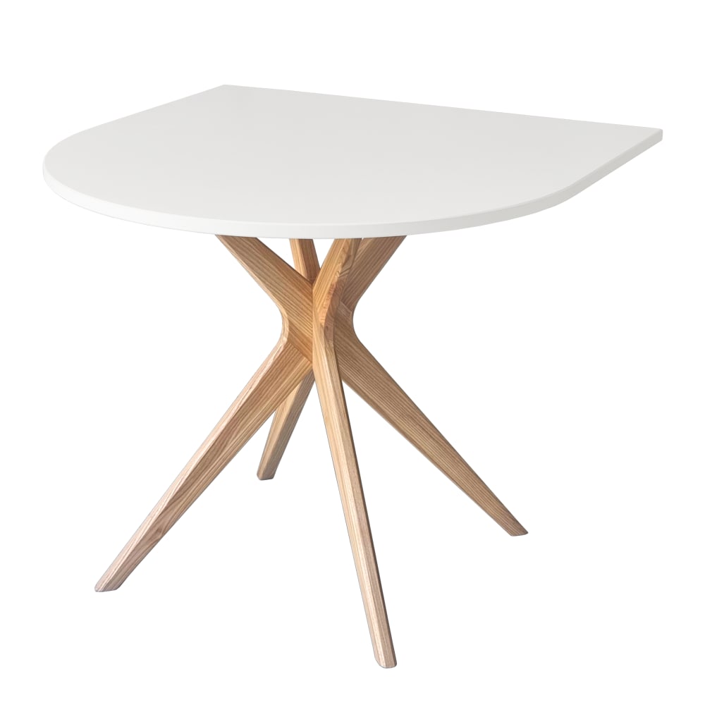 Wohnli Möbelsuche - Tisch halbrund 80x80 3 Personen MDF weiß | Esche