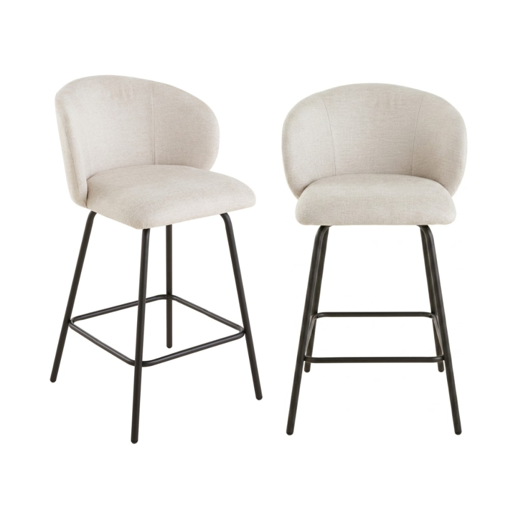wohnli-moebel-suche-M26046877 Wohnli Möbelsuche - 2er-Set Hocker aus meliertem Stoff mit Metallbeinen H89 cm - Beige