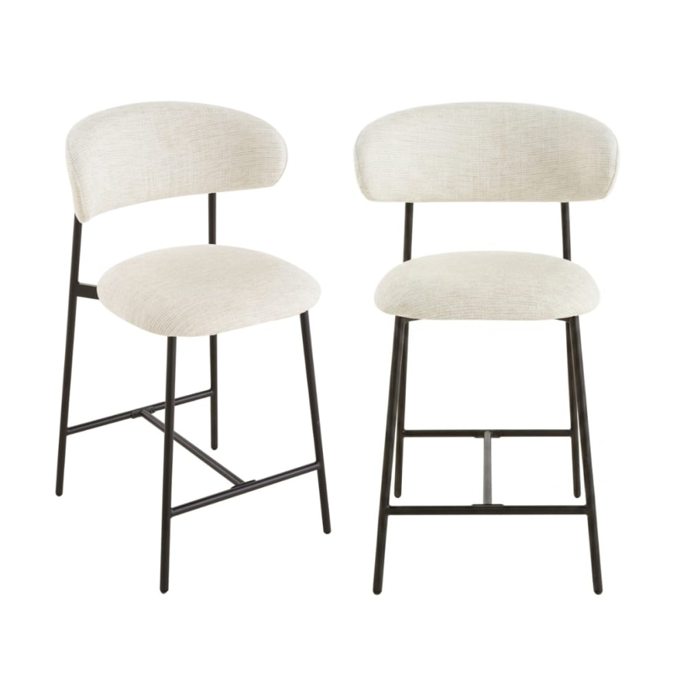 wohnli-moebel-suche-M26046883 Wohnli Möbelsuche - 2er-Set Hocker aus meliertem Stoff mit Metallbeinen H94 cm - Beige