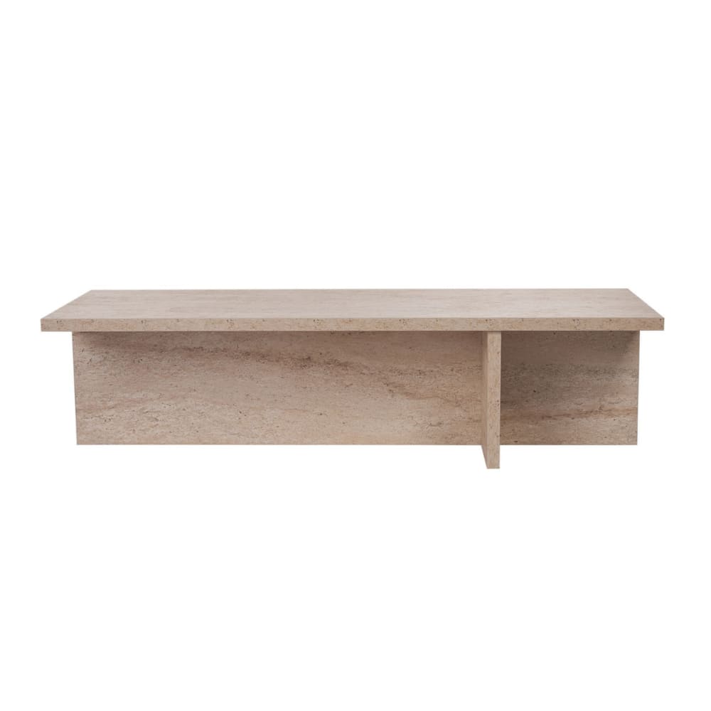 wohnli-moebel-suche-M26046930 Wohnli Möbelsuche - Couchtisch asymmetrischem Fuß L120 cm - Travertindekor