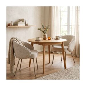 Stühle 2er-Set aus Stoff Beine aus Metall beige H81 cm 62x81x60cm PVC - Polyvinlychlorid Beige Calicosy Möbel Esszimmermöbel Stühle