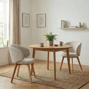 wohnli-moebel-suche-M26046940-1 Stühle 2er Set stoff mit massiven Holzfüßen H79 cm 60x79x55cm Stoff Beige Calicosy Möbel Esszimmermöbel Stühle