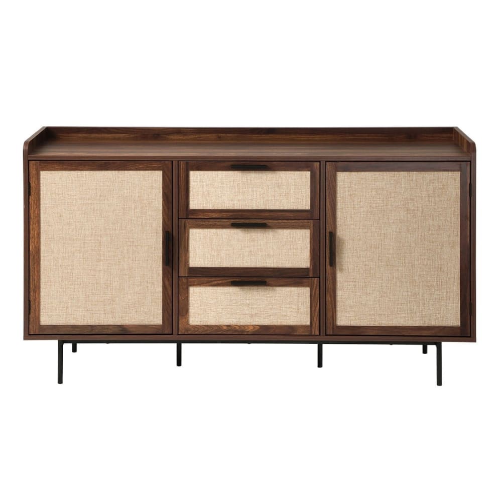 wohnli-moebel-suche-M26046950 Wohnli Möbelsuche - Sideboard Nussbaumdekor 2 Türen 3 Schubladen Fronten aus Stoff B140 cm