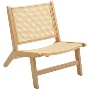 Wohnli Möbelsuche - Sessel ohne Armlehne mit Rattan-Rückenlehne Brown