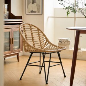 wohnli-moebel-suche-M26047305-1 Esszimmerstühle (4er Set) aus Metall und Rattan Braun 46x80x50cm Rattan Braun Nordlys Möbel Esszimmermöbel Stühle