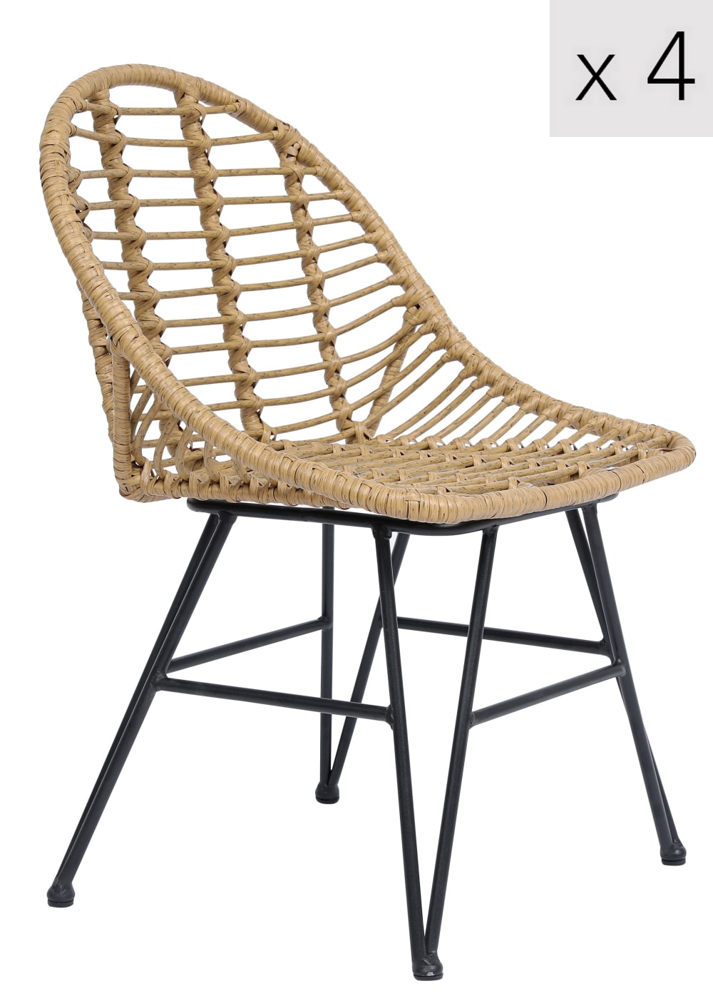 wohnli-moebel-suche-M26047305 Wohnli Möbelsuche - Esszimmerstühle (4er Set) aus Metall und Rattan Braun