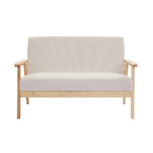 wohnli-moebel-suche-M26047477-1 Banksofa + Sessel Cord-Bezug cremefarben 130x69x79cm Samt Weiß sweeek Sofas und Sessel Sessel, Poufs und Fußbänke Sessel