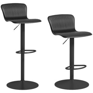 wohnli-moebel-suche-M26047494-1 2er-Set Höhenverstellbare Barhocker PP & Schwarzmetall 40x98x39cm PP - Polypropylen Schwarz Homcom Möbel Esszimmermöbel Barhocker