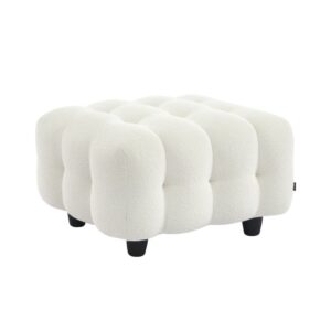 Wohnli Möbelsuche - Sitzhocker Fußhocker mit Bouclébezug in creme