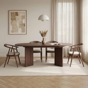 wohnli-moebel-suche-M26048006-1 Ausziehbarer Esstisch für 6 bis 8 pers L160/200 cm - Nussbaumdekor 160x75x90cm Spanplatte Braun Calicosy Möbel Esszimmermöbel Esstische