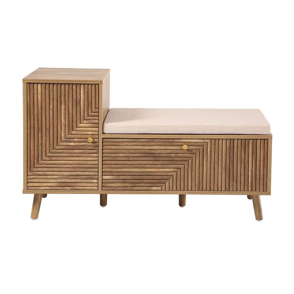 wohnli-moebel-suche-M26048008 Wohnli Möbelsuche - Schuhbank in Holzoptik mit L-förmigen Lamellen – L101 cm