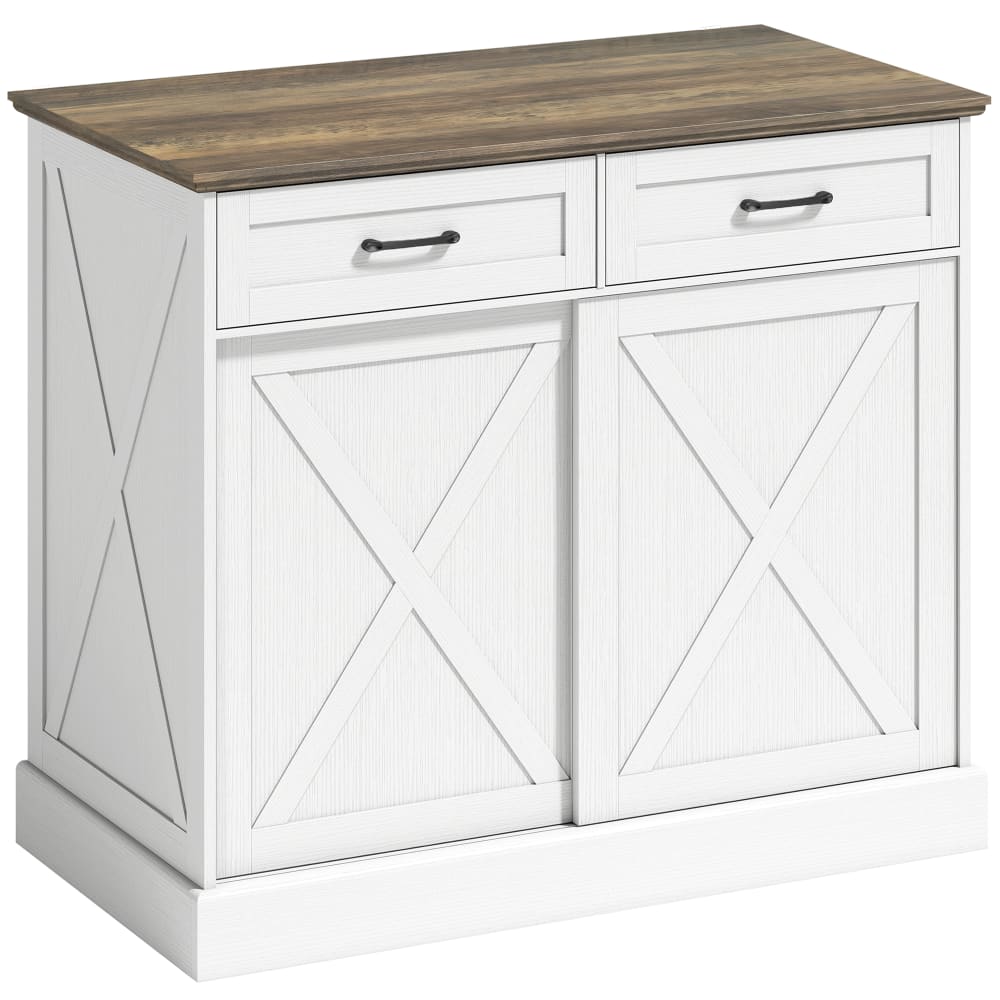 wohnli-moebel-suche-M26048017 Wohnli Möbelsuche - Îlot de cuisine 2 tiroirs porte coulissante bois blanc