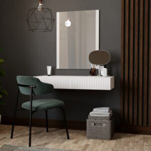 wohnli-moebel-suche-M26050266-1 Designer-Hänge-Schminktisch mattweiß + Spiegel 80x80x80cm Holz Weiß MSO Möbel Schlafzimmermöbel Schminktische