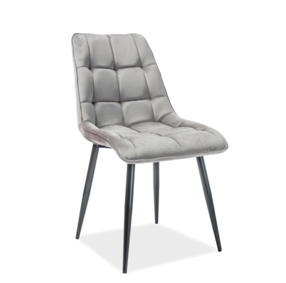 wohnli-moebel-suche-M26050295 Wohnli Möbelsuche - Designer-Stuhl aus grauem Samt und schwarzen Beinen