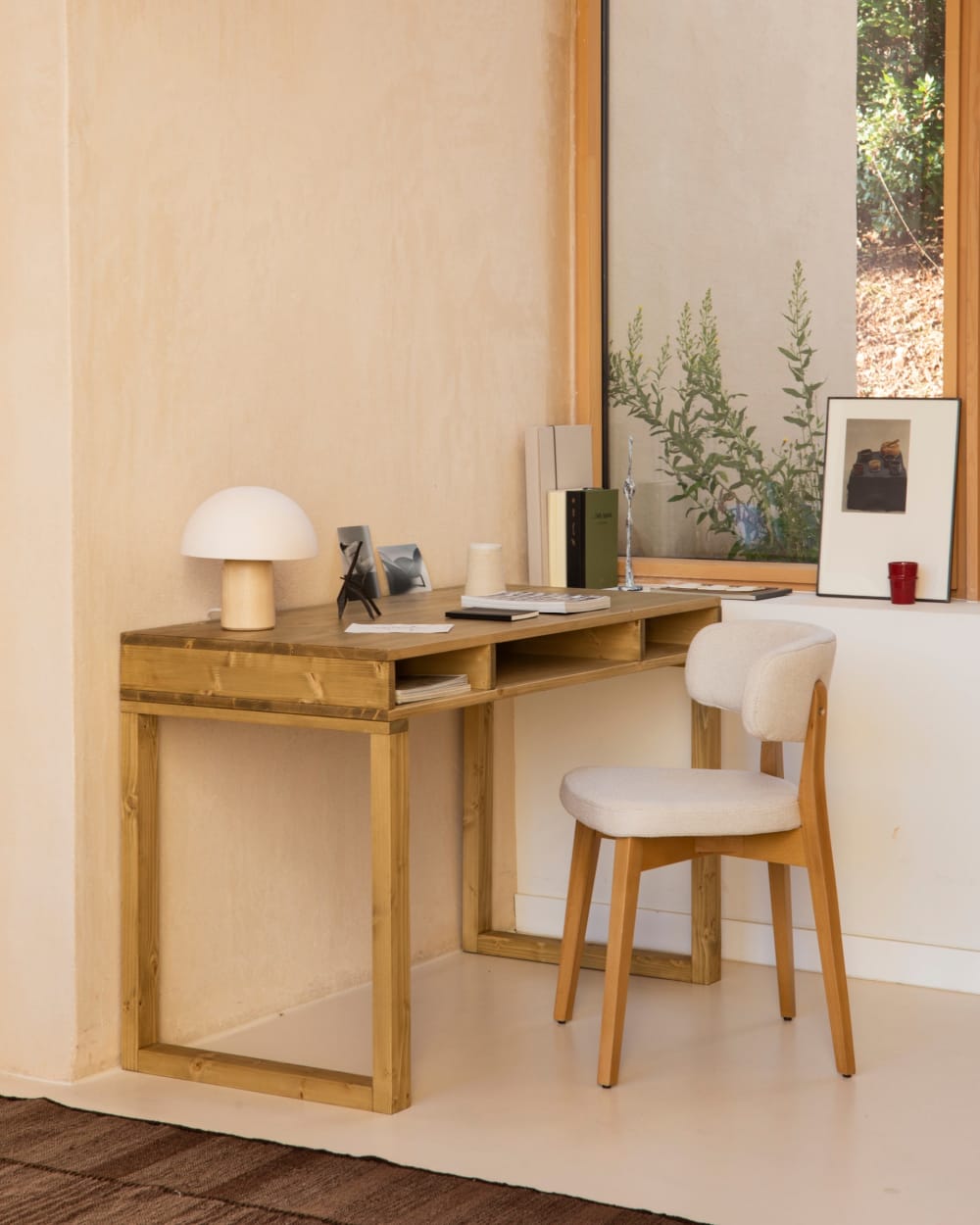 Schreibtisch aus massivem Tannenholz Hellbraun 120x78x60cm Holz Braun Hannun Möbel Büromöbel Schreibtische