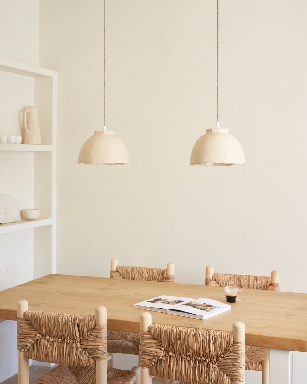 Stuhl aus Pappelholz und Schilf 42x85x42cm Holz Braun Hannun Möbel Esszimmermöbel Stühle