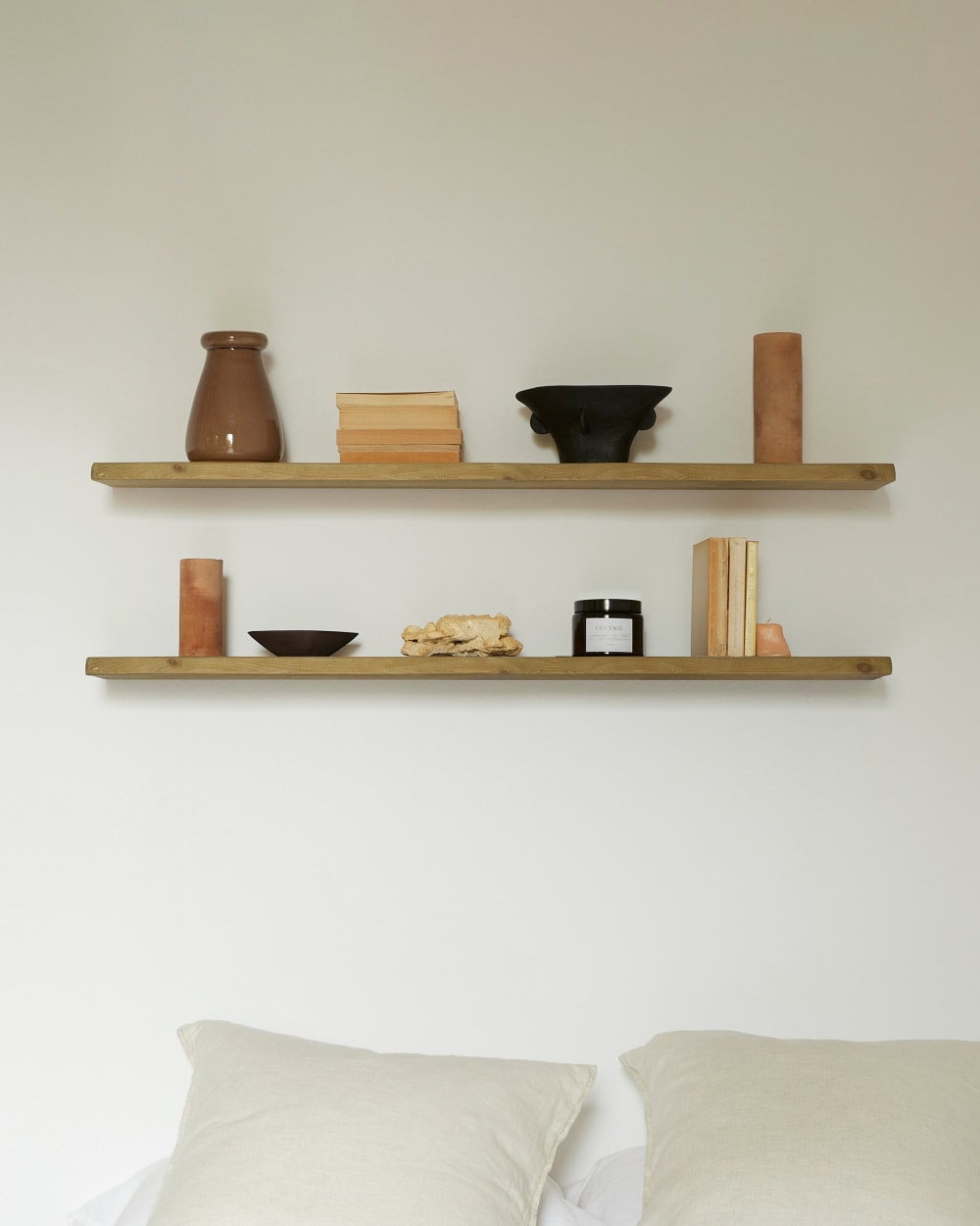 Schweberegal Tannenholz Natur 2 Böden 120x20 cm 120x3x20cm Holz Braun Hannun Möbel Wohnzimmermöbel Regale