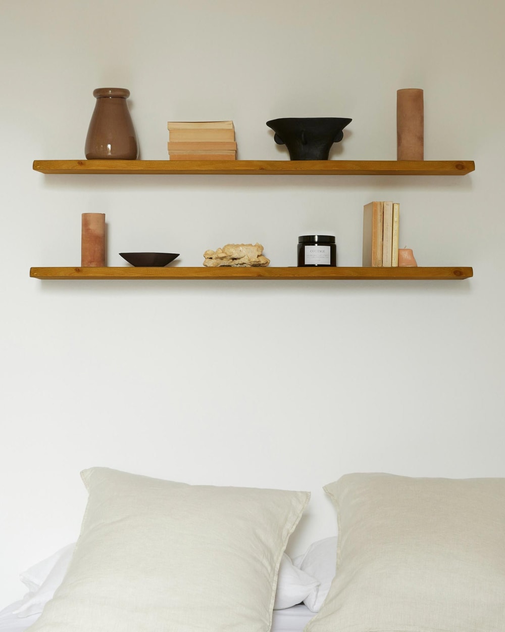 Schweberegal Tannenholz Hellbraun 2 Böden 120x20 cm 120x3x20cm Holz Braun Hannun Möbel Wohnzimmermöbel Regale