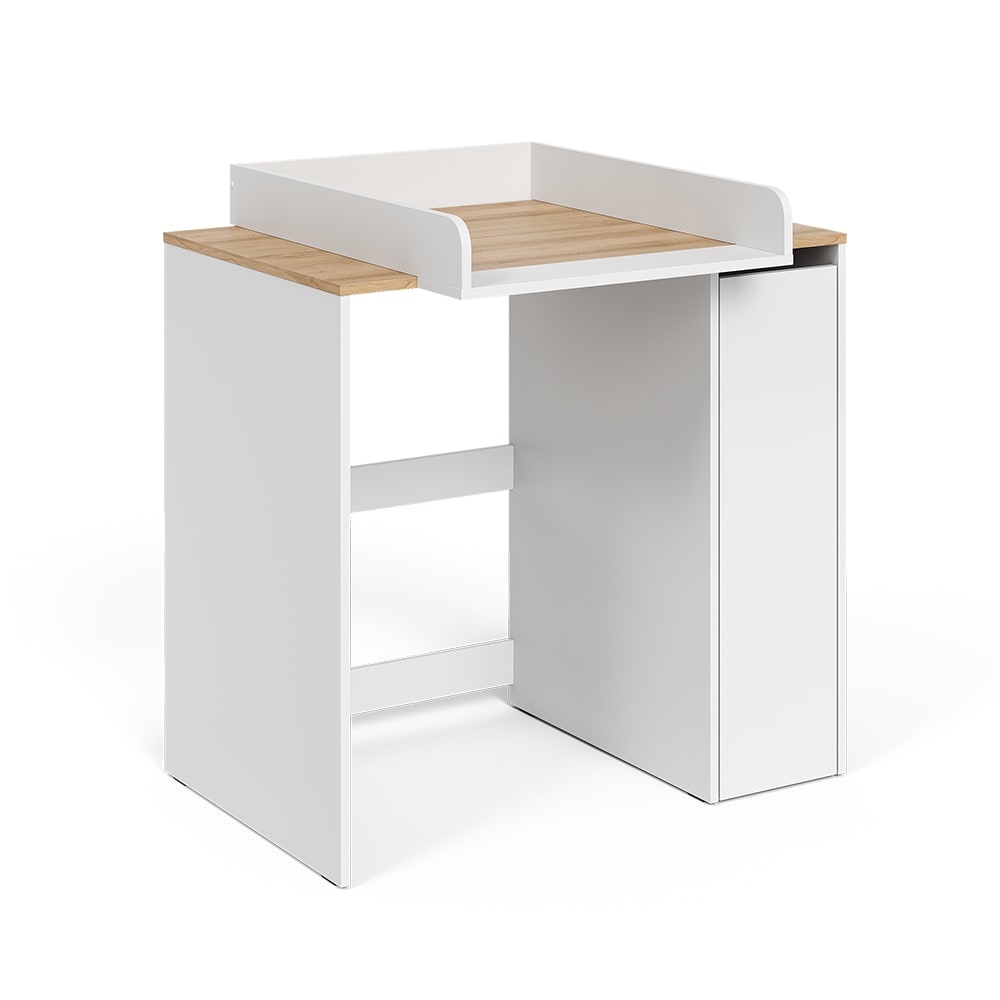 Wohnli Möbelsuche - Waschmaschinenschrank 2 Teile mit Wickelauflage Weiß/Artisan 93.6x88.2