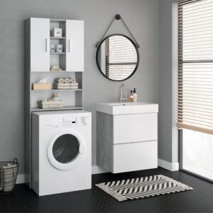 Waschmaschinenschrank  Beton 64x190cm 64x190x26cm Spanplatte Grau Vicco Möbel Badezimmermöbel Bad-Hochschränke