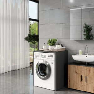 wohnli-moebel-suche-M26052172-1 Waschmaschinenschrank Anthrazit 68x88.5cm 68x89x61cm Spanplatte Schwarz Vicco Möbel Badezimmermöbel Bad-Hochschränke