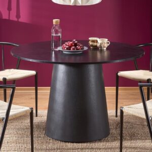 wohnli-moebel-suche-M26055912-1 Schwarzer runder Designer-Esstisch 120 cm 120x77x120cm Holz Schwarz MSO Möbel Esszimmermöbel Esstische
