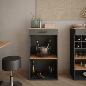 wohnli-moebel-suche-M26056190-1 Weinregal Goldkraft Eiche/Anthrazit 60x106cm 60x106x35cm Spanplatte Braun Vicco Möbel Esszimmermöbel Vitrine und Vitrinenschrank