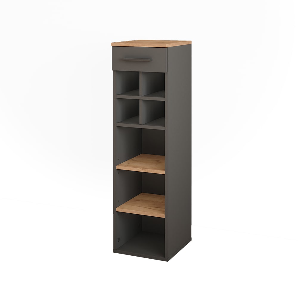 Wohnli Möbelsuche - Weinregal  Goldkraft Eiche/Anthrazit 30x106cm