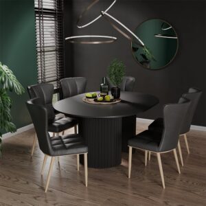 Esstisch ausziehbar Schwarz 120x76cm 120x76x60cm Spanplatte Schwarz Vicco Möbel Esszimmermöbel Esstische
