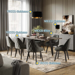 wohnli-moebel-suche-M26056638-1 Esstisch Ausziehbar Schwarz 200x77cm 160x77x90cm Spanplatte Schwarz Vicco Möbel Esszimmermöbel Esstische