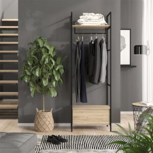 Kleiderschrank mit Schublade Holz 60x180cm 60x180x40cm Spanplatte Braun Vicco Möbel Flurmöbel Dielenbänke