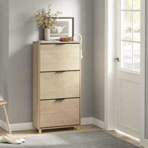 wohnli-moebel-suche-M26066265-1 Schuhschrank mit 3 klappbaren fächern hellbraun 60x120x24cm Spanplatte Braun SoBuy Möbel Flurmöbel Schuhschränke