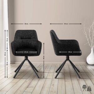 wohnli-moebel-suche-M26066646-1 Esszimmerstuhl drehbar aus Stoff schwarz 59x84x58cm Stoff Schwarz CLP Möbel Esszimmermöbel Stühle