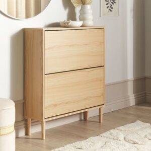 wohnli-moebel-suche-M26067500-1 Schuhschrank Hellbraun 24x90x80cm Spanplatte Braun Beliani Möbel