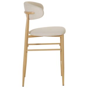 wohnli-moebel-suche-M26068412-1 Set aus 2 Barhockern aus beigem Stoff und Metall mit hellem Holzeffekt 51x97x47cm Stoff Beige Happy Garden Möbel Esszimmermöbel Barhocker