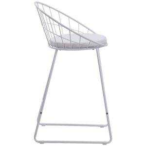 wohnli-moebel-suche-M26068413-1 Set aus 2 Barhockern 65 cm aus weißem Metall und weißem Kissen 48x86x54cm Stahl Weiß Happy Garden Möbel Esszimmermöbel Barhocker