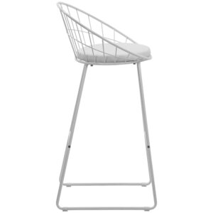 wohnli-moebel-suche-M26068415-1 2er-Set Barhocker 75cm aus weißem Metall mit weißem Kissen 47x97x54cm Stahl Weiß Happy Garden Möbel Esszimmermöbel Barhocker