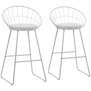 wohnli-moebel-suche-M26068415 Wohnli Möbelsuche - 2er-Set Barhocker 75cm aus weißem Metall mit weißem Kissen