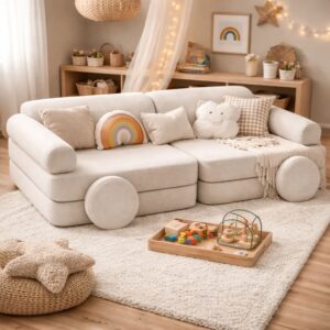 wohnli-moebel-suche-M26068611-1 Modulares Kindersofa aus Cord 160x50x76cm PES - Polyester Beige Bees & Blooms Sofas und Sessel Sofas Modulare Sofas
