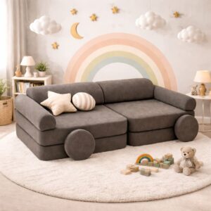 Modulares Kindersofa aus Cord 160x50x76cm PES - Polyester Braun Bees & Blooms Sofas und Sessel Sofas Modulare Sofas