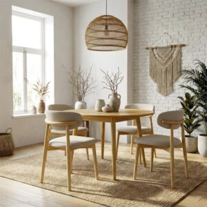 wohnli-moebel-suche-M26069217-1 Stuhl aus massivem Ash und Glory Greige-Stoff (2x) 43x78x40cm Stoff Beige Moloo Möbel Esszimmermöbel Stühle